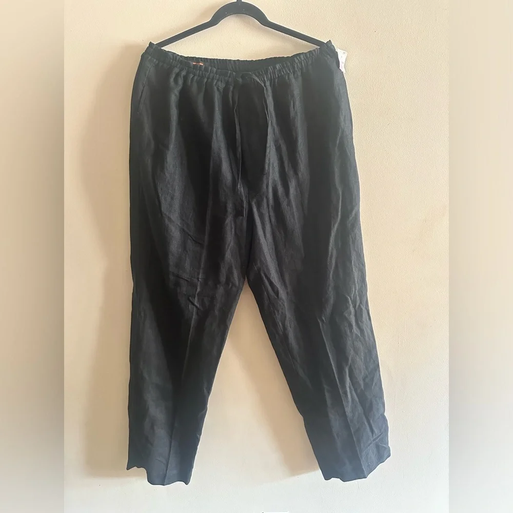 🌟 NWT AXIS Men's Black Elastic Waist 💯 Linen Pant Size XL